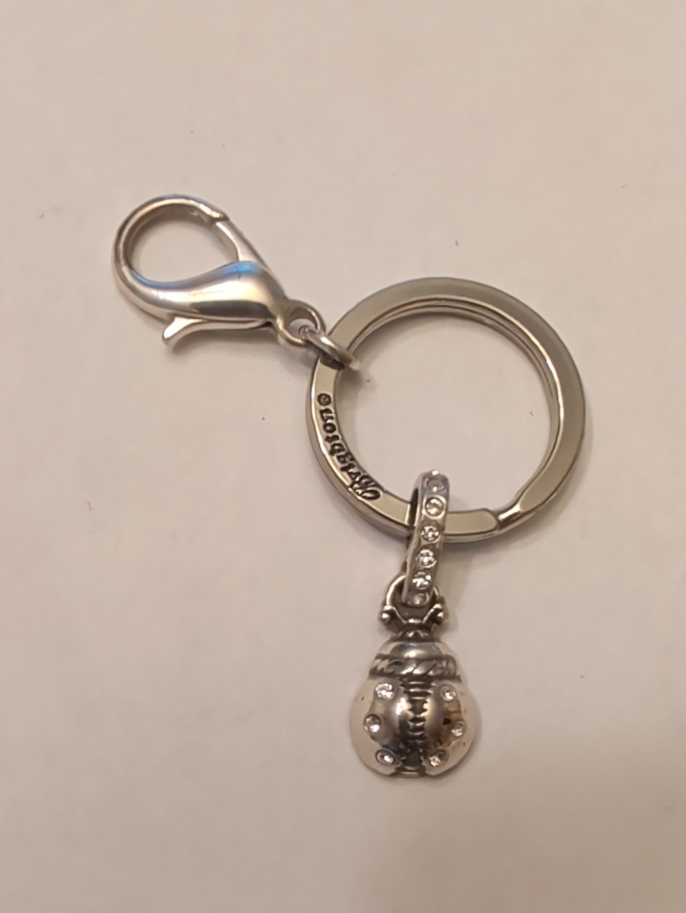 Brighton Silver-Tone Crystal Drop Ladybug Keychain